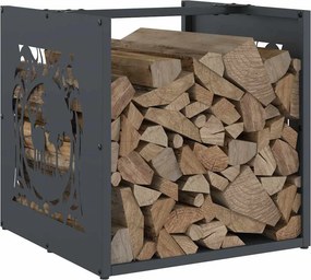 vidaXL Ράφι Καυσόξυλων Ανθρακί 40x40x40 εκ. Χάλυβας ψυχρής έλασης
