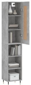 vidaXL Ντουλάπι Γκρι Σκυροδέματος 34,5x34x180 εκ. Επεξεργασμένο Ξύλο
