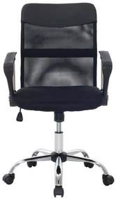 BF2401 Πολυθρόνα Γραφείου Medium, Βάση Χρώμιο, Ύφασμα &amp; Mesh Απόχρωση Μαύρο   1τμχ