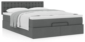 Οθωμανικό κρεβάτι με στρώμα Σκούρο γκρι 140x200cm ύφασμα