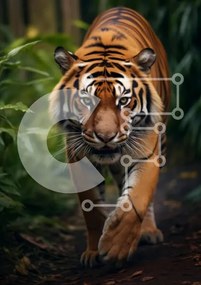 Intra Συλλεκτικό Ξύλινο Παζλ Plywood  4mm - Majestic Tiger που περπατά στη φύση Σε Ξύλινο Κουτί - Διαστάσεις: 10x10 cm – 25 κομμάτια