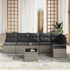 vidaXL Σετ Καναπέ με μαξιλάρι 7 pcs Γκρι συνθετικό ρατάν