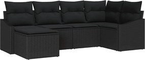 vidaXL Σετ Καναπέ με μαξιλάρι 6 pcs Μαύρο συνθετικό ρατάν