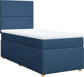 vidaXL Κρεβάτι Boxspring με Στρώμα Μπλε 100 x 200 εκ. Υφασμάτινο