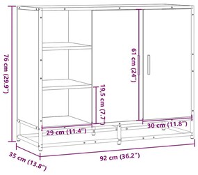 Sideboard καφέ δρυς 92x35x76 cm Ξύλινο μηχανουργικό ξύλο - Καφέ