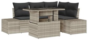 vidaXL Σετ Καναπέ Κήπου με μαξιλάρι 5 pcs Ανοιχτό γκρι συνθετικό ρατάν