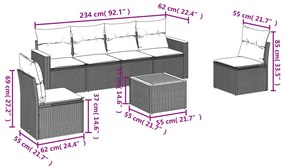 vidaXL Σετ Σαλονιού Κήπου 7 τεμ. Γκρι Συνθετικό Ρατάν με Μαξιλάρια