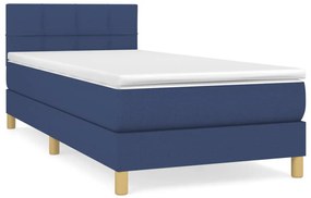 vidaXL Κρεβάτι Boxspring με Στρώμα Μπλε 80x200 εκ. Υφασμάτινο