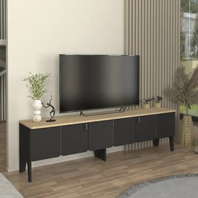 Έπιπλο τηλεόρασης Pedro Megapap χρώμα ανθρακί - rota oak 180x35x50,7εκ. - GP042-0305,1