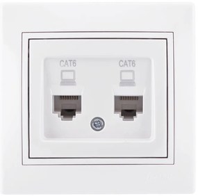 Lezard Πρίζα RJ45 1X8P με 2 Εξόδους Cat 6 Λευκό Mira (Πλήρης) 701.0202142