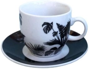 Φλυτζάνια Καφέ Με Πιατάκια Jungle Leafs (Σετ 6Τμχ) BBDG082270 90ml Black-White Max Home Πορσελάνη
