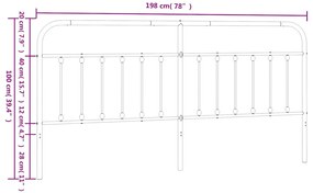 vidaXL Κεφαλάρι Λευκό 193 εκ. Μεταλλικό