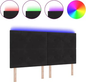 vidaXL LED κεφαλάρι με LED ταινίες φωτός Μαύρο 180 cm Βελούδο