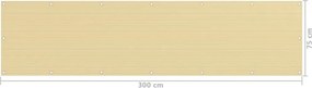 vidaXL Διαχωριστικό Βεράντας Μπεζ 75 x 300 εκ. από HDPE