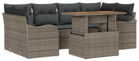 vidaXL Σετ Καναπέ Κήπου με μαξιλάρι 7 pcs Γκρι