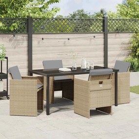 vidaXL Σέτ φαγητού για κήπο 5 pcs Μπεζ συνθετικό ρατάν