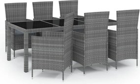 vidaXL Σετ Τραπεζαρίας Εξ. Χώρου 7 τεμ. με Μαξιλάρια Γκρι Συνθ. Ρατάν