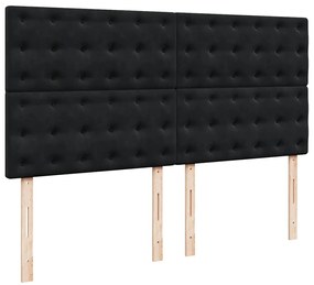 vidaXL Κρεβάτι Boxspring με Στρώμα Μαύρο 200x200 εκ. Βελούδινο