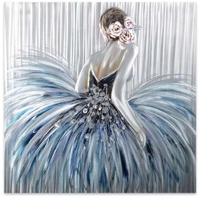 Πίνακας σε καμβά "Girl In Pearl Dress" Megapap ψηφιακής εκτύπωσης 90x90x3εκ.-GP033-0094