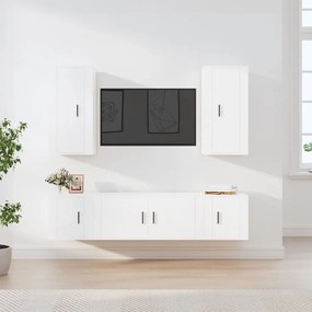 vidaXL Σετ Επίπλου Τηλεόρασης 5 Τεμαχίων Λευκό από Επεξεργασμένο Ξύλο