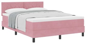 vidaXL Κρεβάτι με Ελατήρια και Στρώμα Ροζ 160 x 200 cm ύφασμα