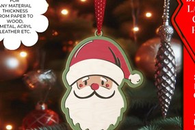 Intra απο ξύλο plywood 3mm-4mm πάχος 3D Χριστουγεννιάτικο Στολίδι Άγιου Βασίλη La Δίασταση 8x8 cm INTRAFABR-107931543