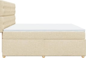 vidaXL Κρεβάτι Boxspring με Στρώμα Κρεμ 200x200 εκ. Υφασμάτινο