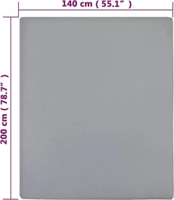 vidaXL Σεντόνι με Λάστιχο Γκρι 140x200 εκ. Βαμβακερό Ζέρσεϊ