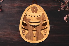 Σετ των 3 Intra απο ξύλο plywood 3mm-4mm πάχος -  κοπής με λέιζερ στολίδι Πασχαλινό αυγό Δίασταση 6x6 cm INTRAFABR-117337768