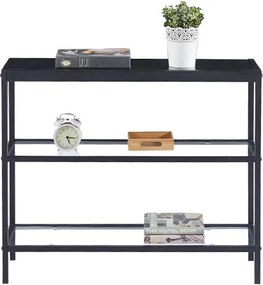 Κονσόλα μεταλλική Nextdeco γυάλινη επιφάνεια Υ76x91,5x25,5εκ.