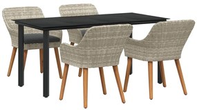 vidaXL Σέτ φαγητού για κήπο 5 pcs Ανοιχτό γκρι συνθετικό ρατάν