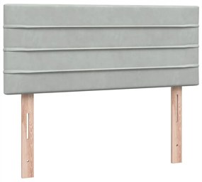 Κρεβάτι Boxspring με Στρώμα Ανοιχτό Γκρι 120x210 εκ. Βελούδινο - Γκρι