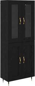 vidaXL Highboard 2 pcs Μαύρη Οξυά Επεξεργασμένο ξύλο