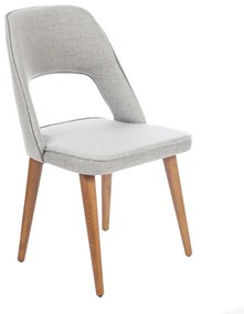 Artekko Liber Καρέκλα με Ξύλινο Καφέ Σκελετό και Ανοιχτό Γκρι Ύφασμα (48x60x92)cm