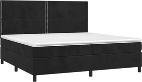 vidaXL Κρεβάτι Boxspring με Στρώμα &amp; LED Μαύρο 200x200 εκ. Βελούδινο
