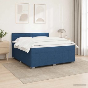 vidaXL Κρεβάτι box spring με στρώμα Μπλε 160 x 200 cm Ύφασμα