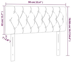 Κεφαλάρι Κρεβατιού LED Σκούρο Γκρι 90x7x78/88 εκ. Βελούδινο - Γκρι