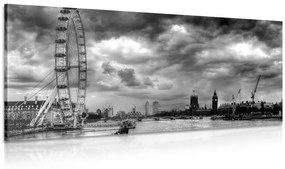 Εικόνα του μοναδικού Λονδίνου και του ποταμού Τάμεση σε ασπρόμαυρο - 120x60
