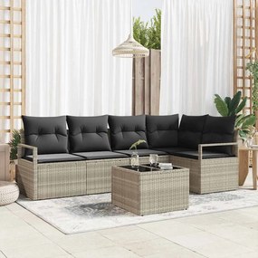 vidaXL Σετ Καναπέ Κήπου 6 pcs Ανοιχτό γκρι Πολυ ράταν