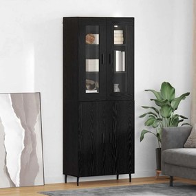 vidaXL Highboard 2 pcs Μαύρη Οξυά Επεξεργασμένο ξύλο