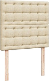 vidaXL Κρεβάτι Boxspring με Στρώμα Κρεμ 90x200 εκ.Υφασμάτινο