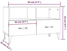 Έπιπλο Τηλεόρασης Sonoma Δρυς 80x36x50 εκ. Επεξεργασμένο Ξύλο - Καφέ