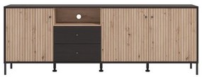 Έπιπλο Τηλεόρασης Correze 4K2F3V Μαύρος Δρύς - Artisan Oak 208x40x73 εκ. 208x40x73 εκ.