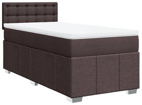 vidaXL Κρεβάτι Boxspring με Στρώμα Σκούρο Καφέ 100x200 εκ. Υφασμάτινο