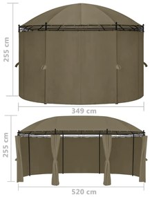 Κιόσκι με Κουρτίνες Taupe 520 x 349 x 255 εκ. 180 γρ./μ² - Μπεζ-Γκρι