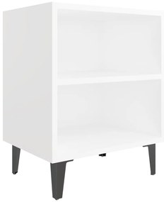 vidaXL Κομοδίνα 2 τεμ. Λευκά 40 x 30 x 50 εκ. με Μεταλλικά Πόδια