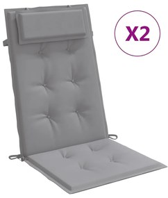 vidaXL Μαξιλάρια Καρέκλας με Πλάτη 2 τεμ. Γκρι από Ύφασμα Oxford