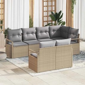 vidaXL Σετ Καναπέ Κήπου 7 pcs Μπεζ Πολυ ράταν