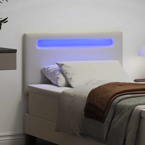 vidaXL LED κεφαλάρι Λευκό 100 cm Τεχνητό Δέρμα