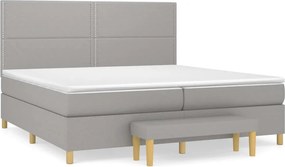 vidaXL Κρεβάτι Boxspring με Στρώμα Ανοιχτό Γκρι 200x200 εκ. Υφασμάτινο